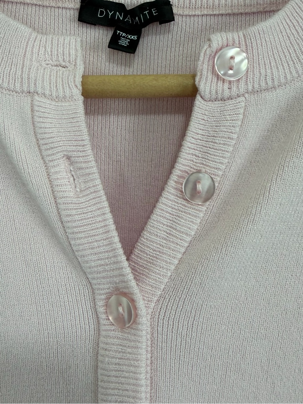 Dynamite Pale Pink Short Sleeve Button Cardigan - Picture 4 of 5